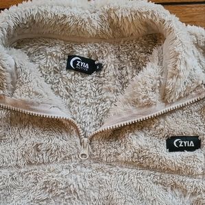 Zyia Active Cream Teddy 1/4 Zip Pocket Jacket